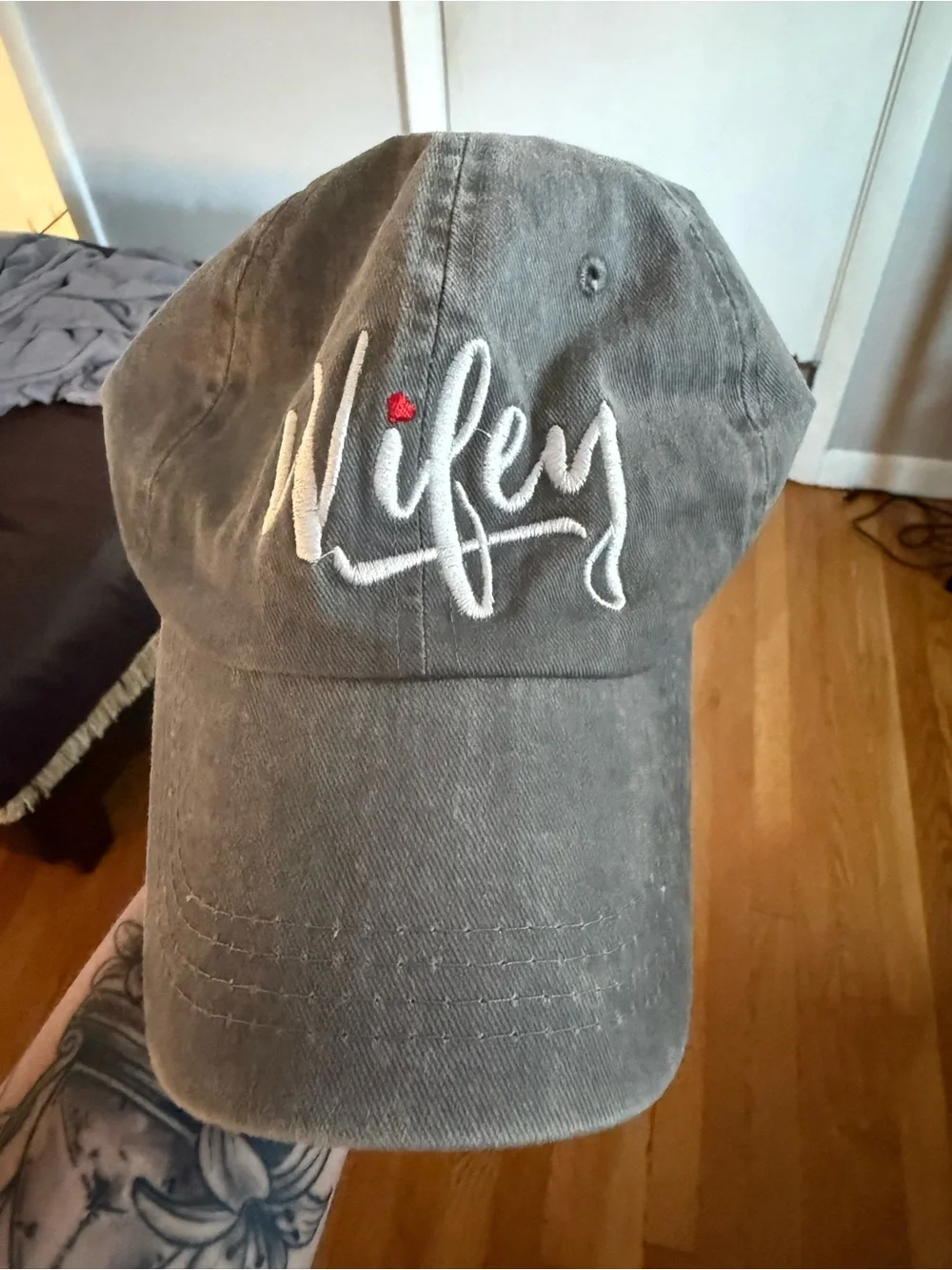 Wifey Embroidered Baseball Cap - Gray
